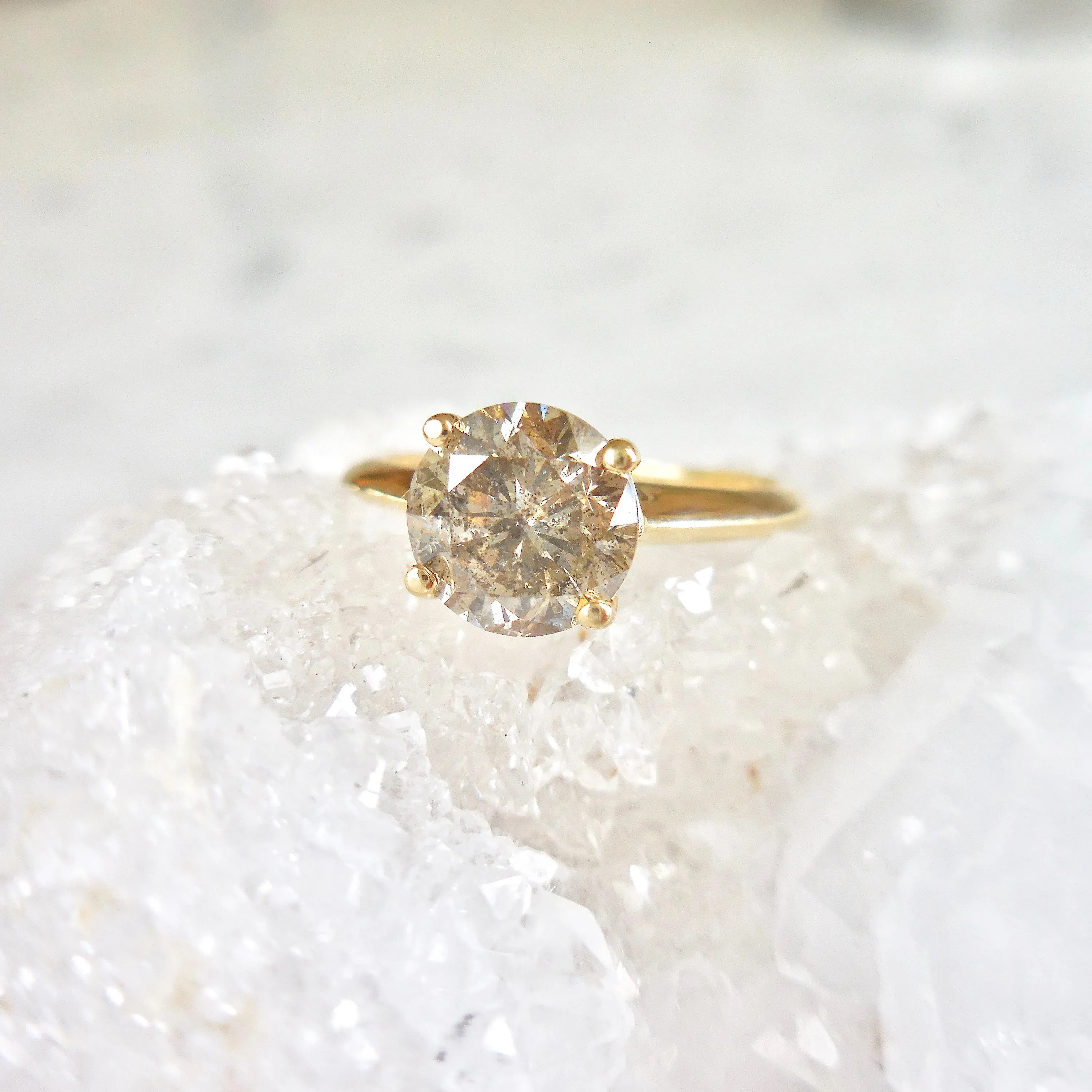 Salt and Pepper Diamond Engagement Ring - Champagne Diamond Ring - Unique  Diamond Engagement Ring