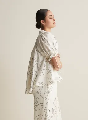 Sara Silk Shirt | Ficus Leaf Print