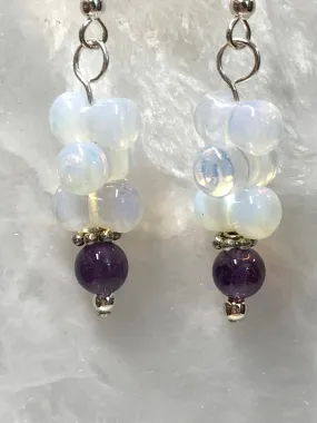 Sea Opal and Amethyst Earrings