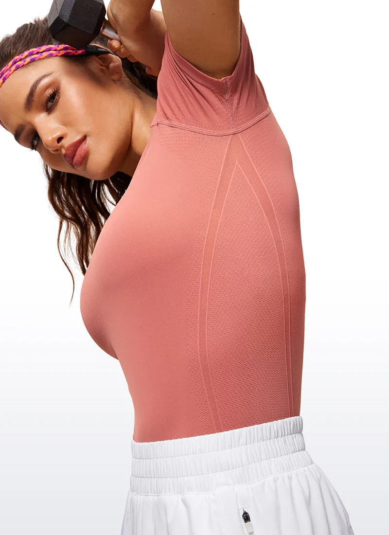 Seamless High Neck Short Sleeves