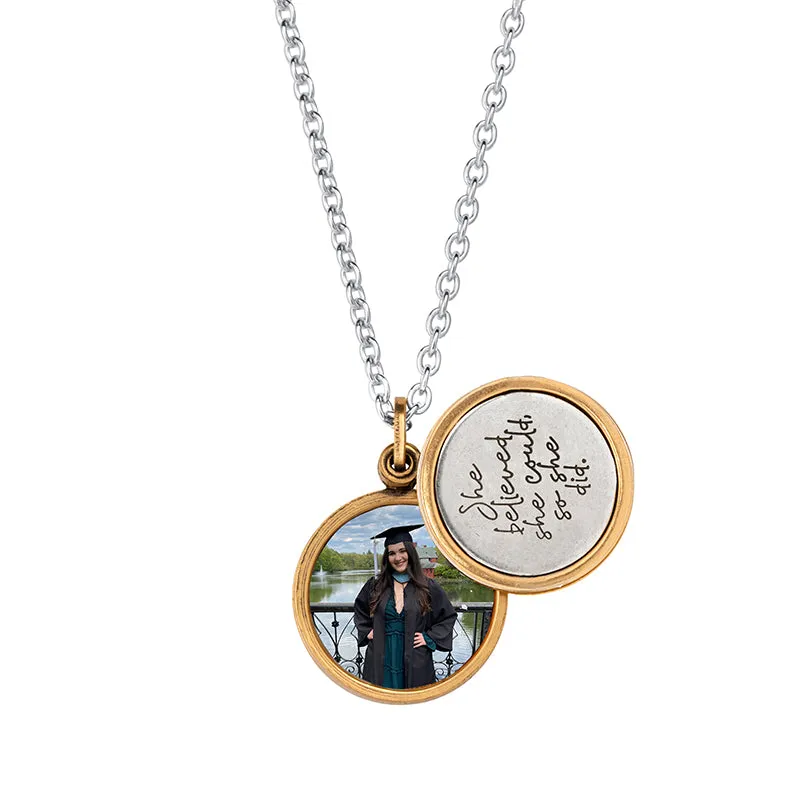 She Believed She Could Personalized Photo Locket Necklace