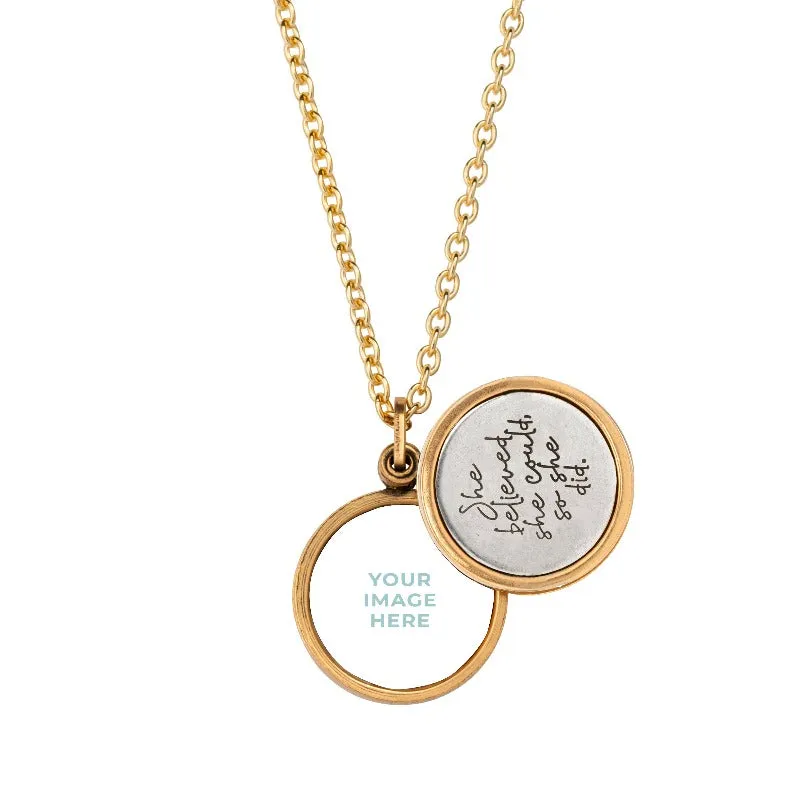 She Believed She Could Personalized Photo Locket Necklace