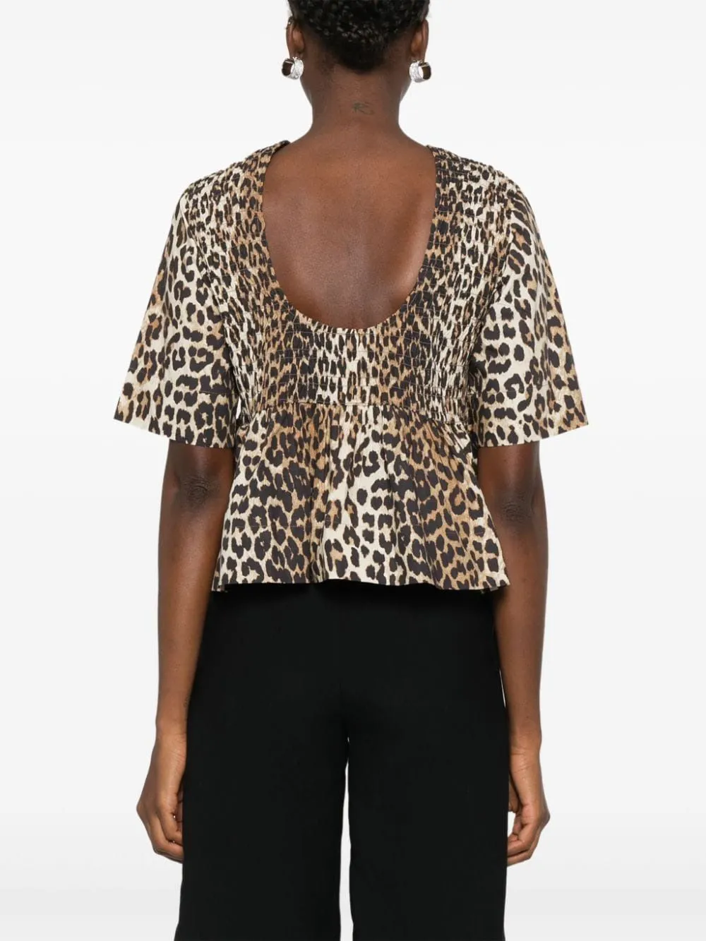 SMOCK LEOPARD PRINTED BLOUSE