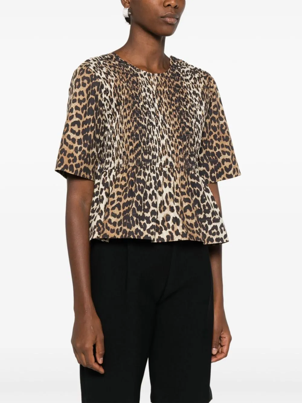 SMOCK LEOPARD PRINTED BLOUSE