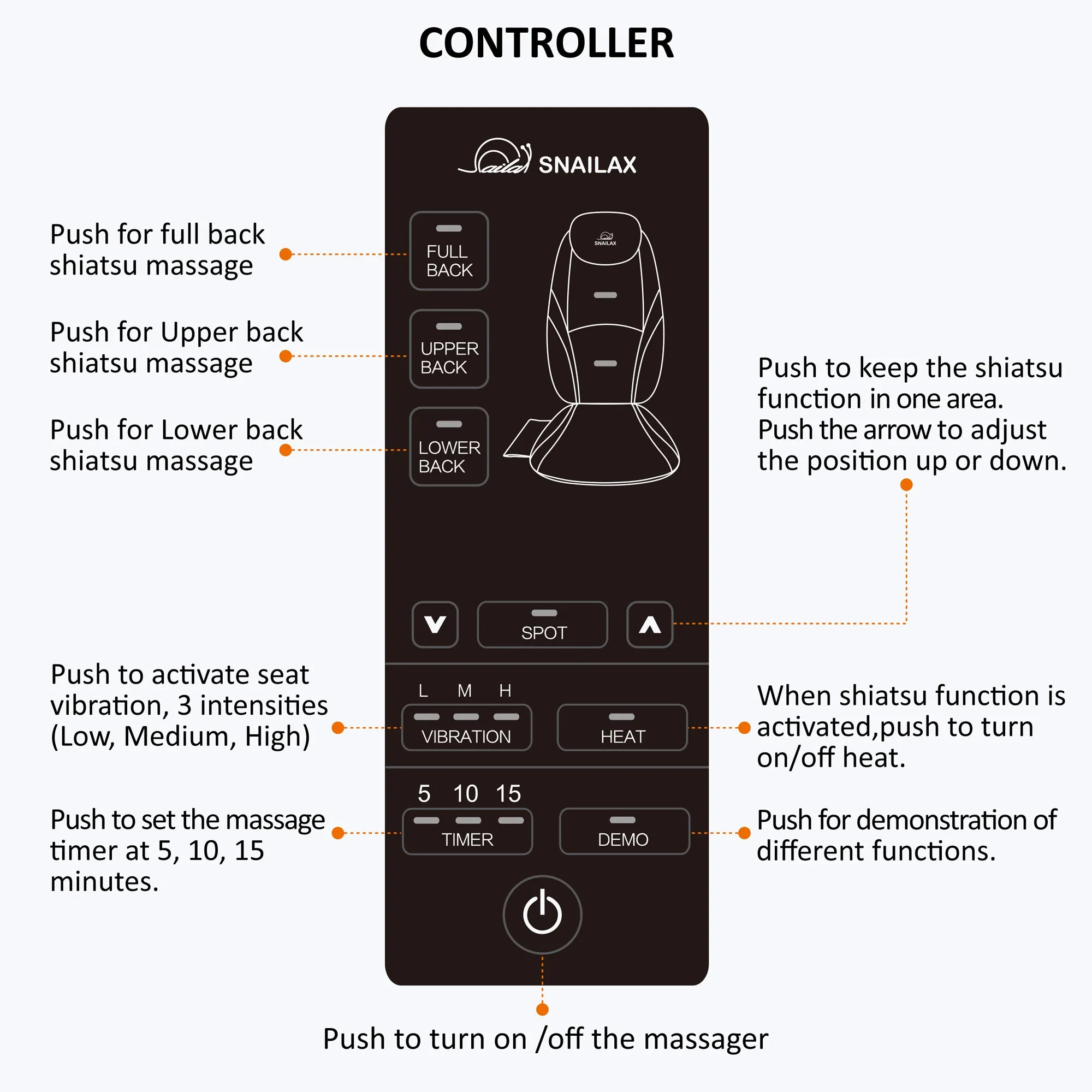 SnailaxSmartAppControl ShiatsuBack MassagewithHeat -256H-APP