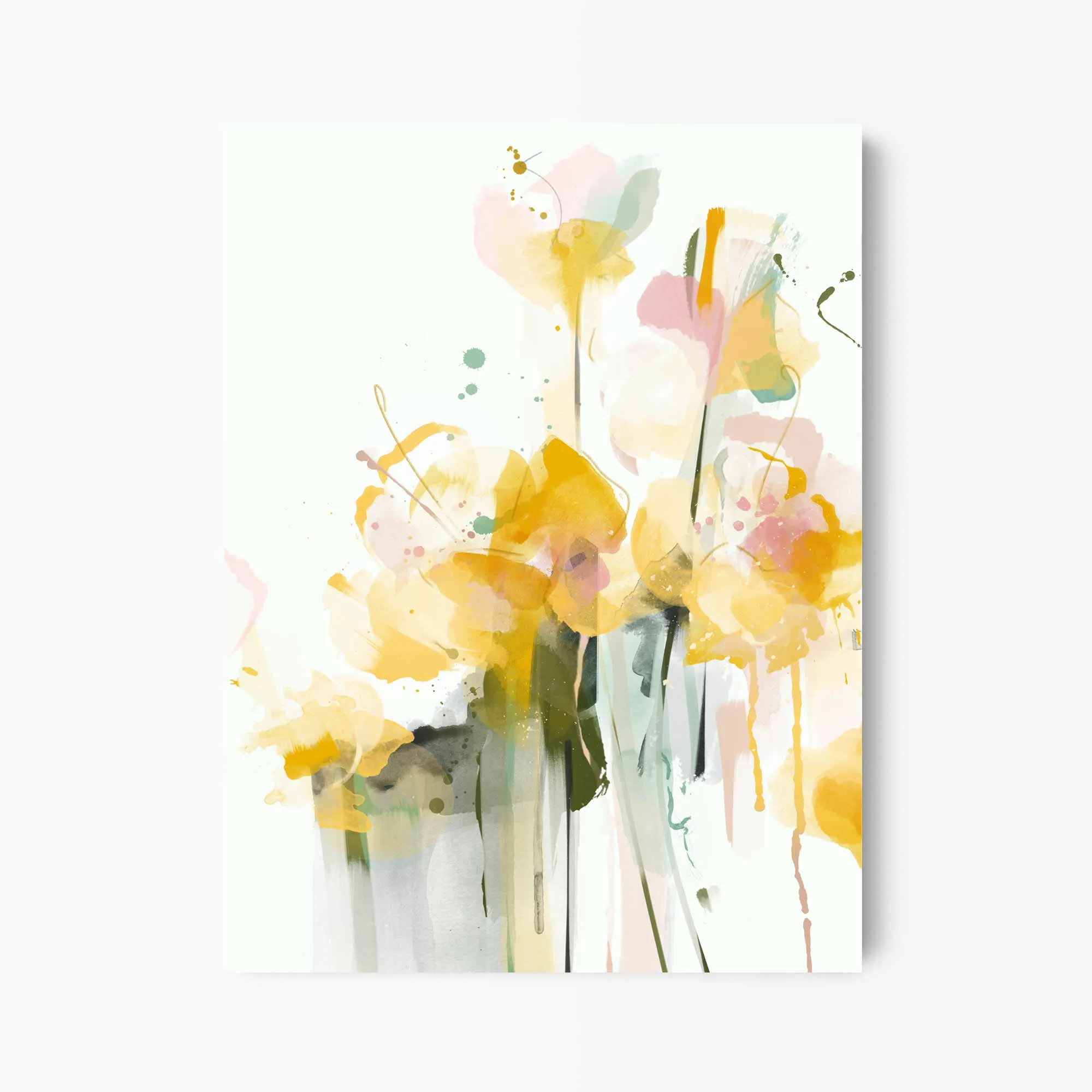 Spring Yellow Abstract Floral Print