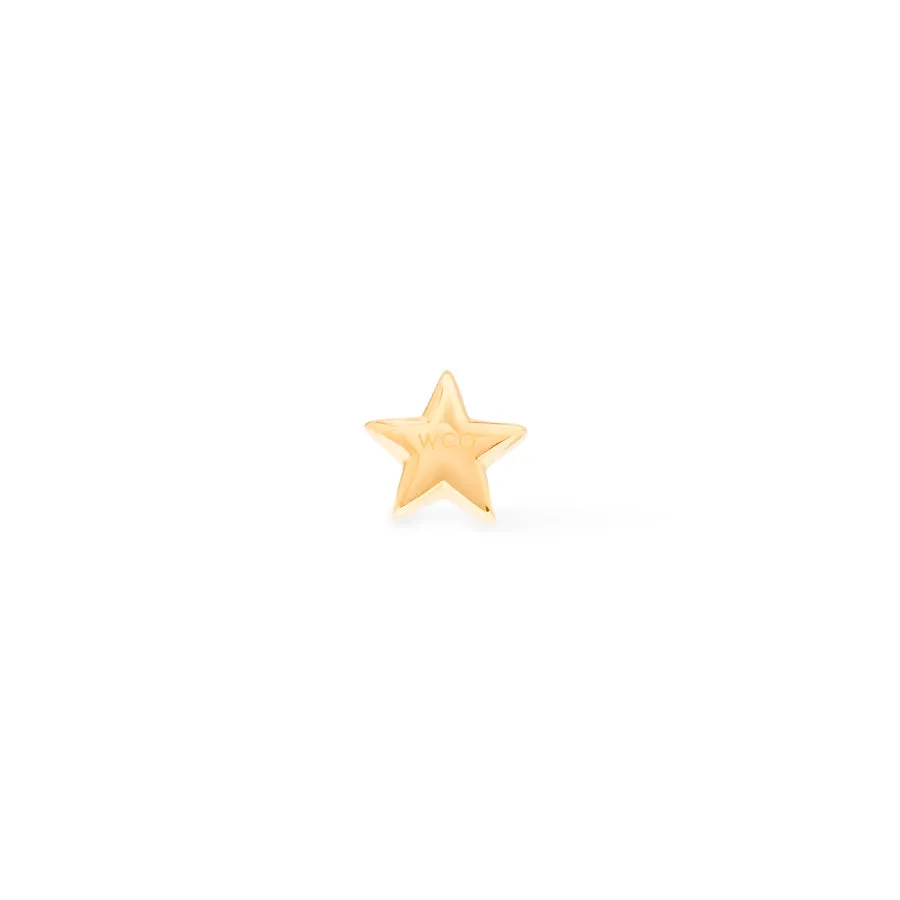 Star 14K Solid Gold Flat Back Earring Post