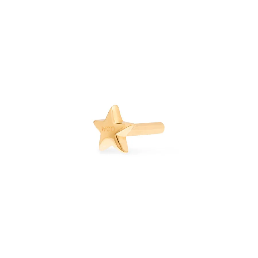 Star 14K Solid Gold Flat Back Earring Post