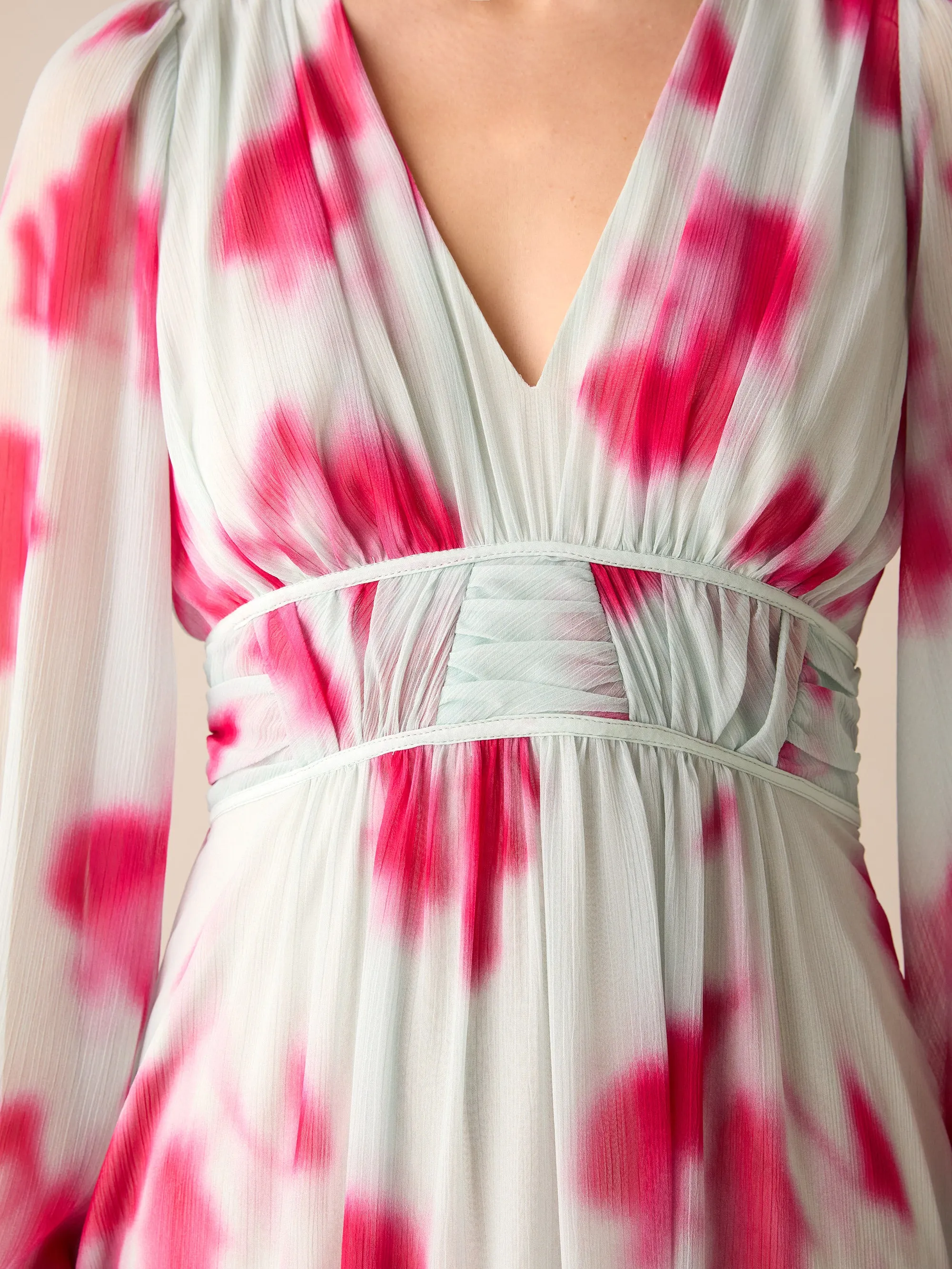 Stephanie Pink Blurred Floral Midaxi Dress