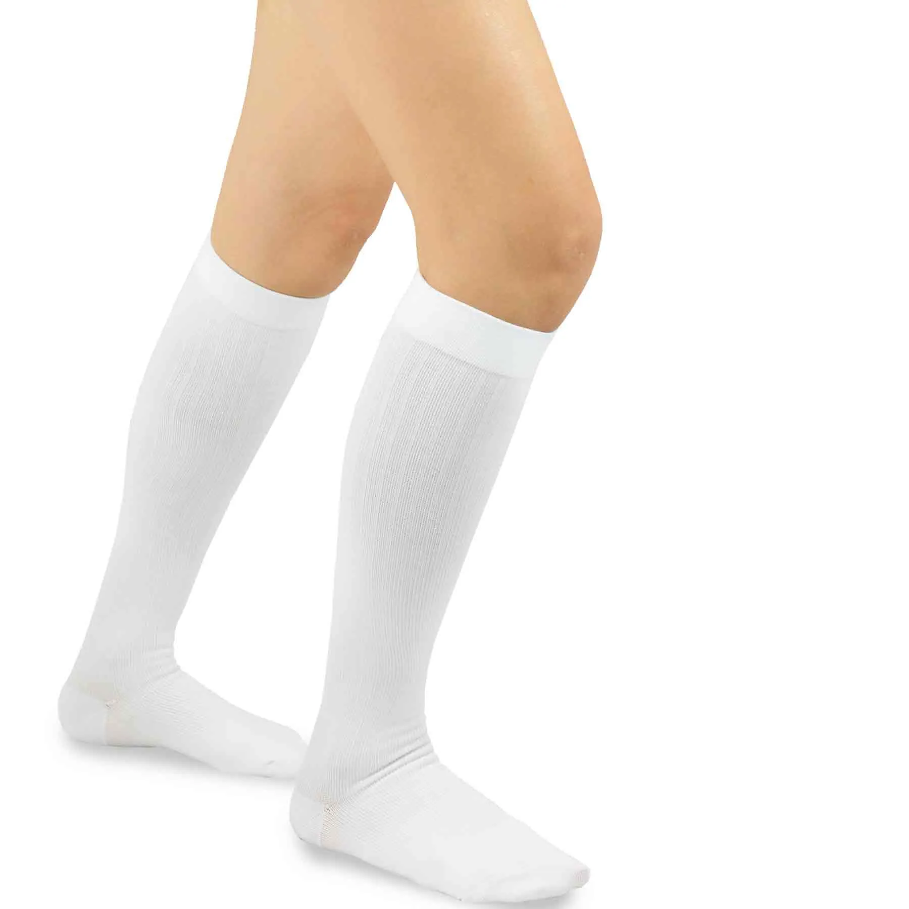 TeeHee Socks Women's Compression Bamboo Knee High White 3-Pack (50601)