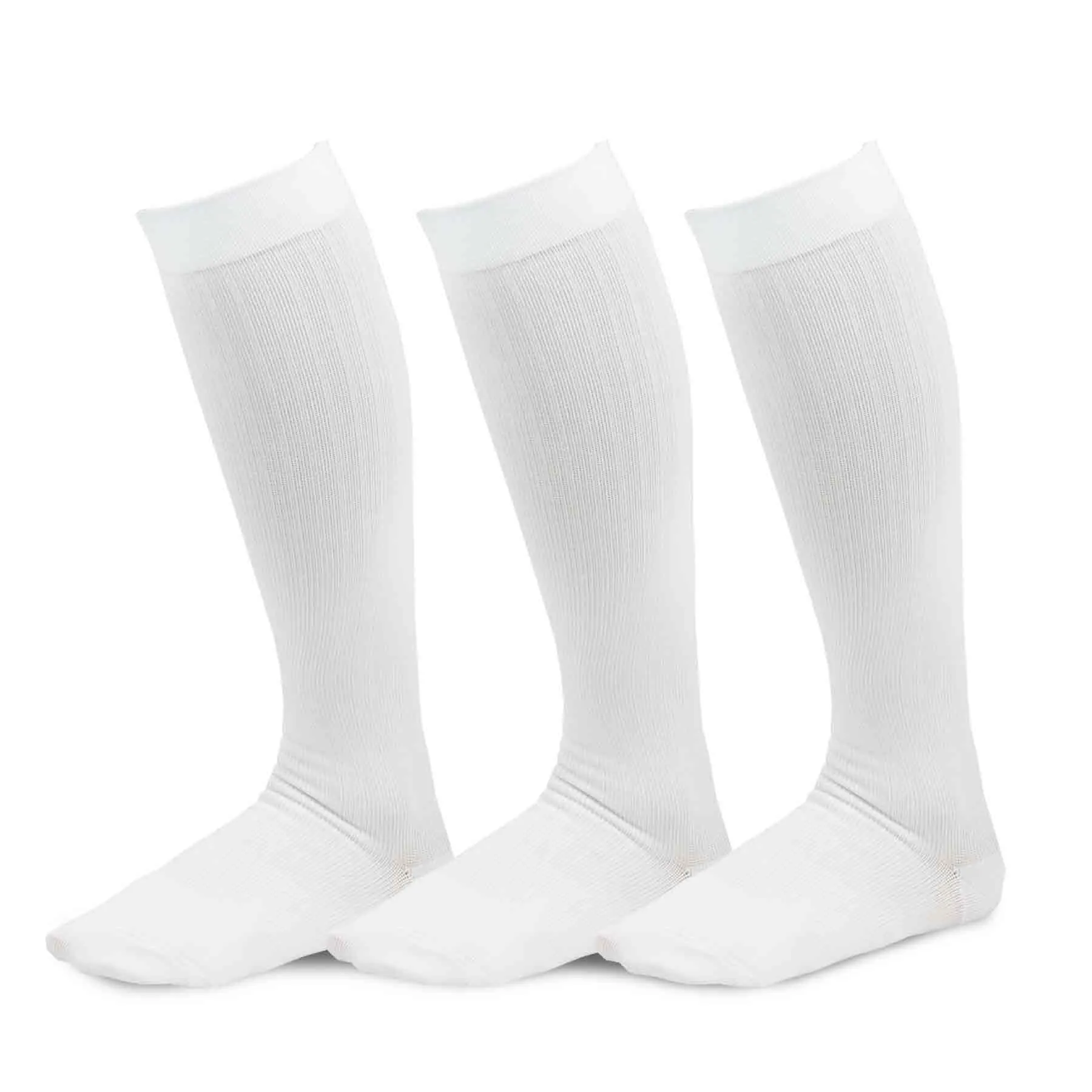 TeeHee Socks Women's Compression Bamboo Knee High White 3-Pack (50601)