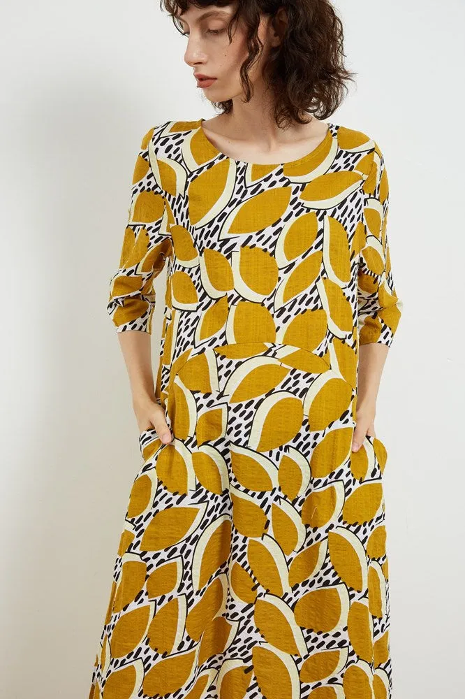 Tirelli Scoop Neck Pocket Dress Amber Flora