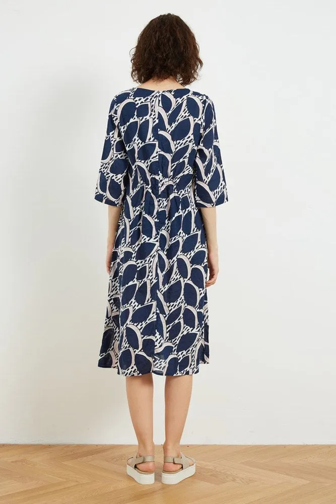 Tirelli Scoop Neck Pocket Dress Blue Flora