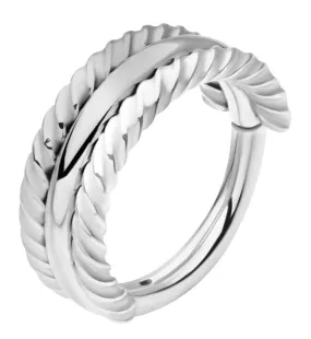 Twisted Edge Triple Stacked Stainless Steel Hinged Segment Ring