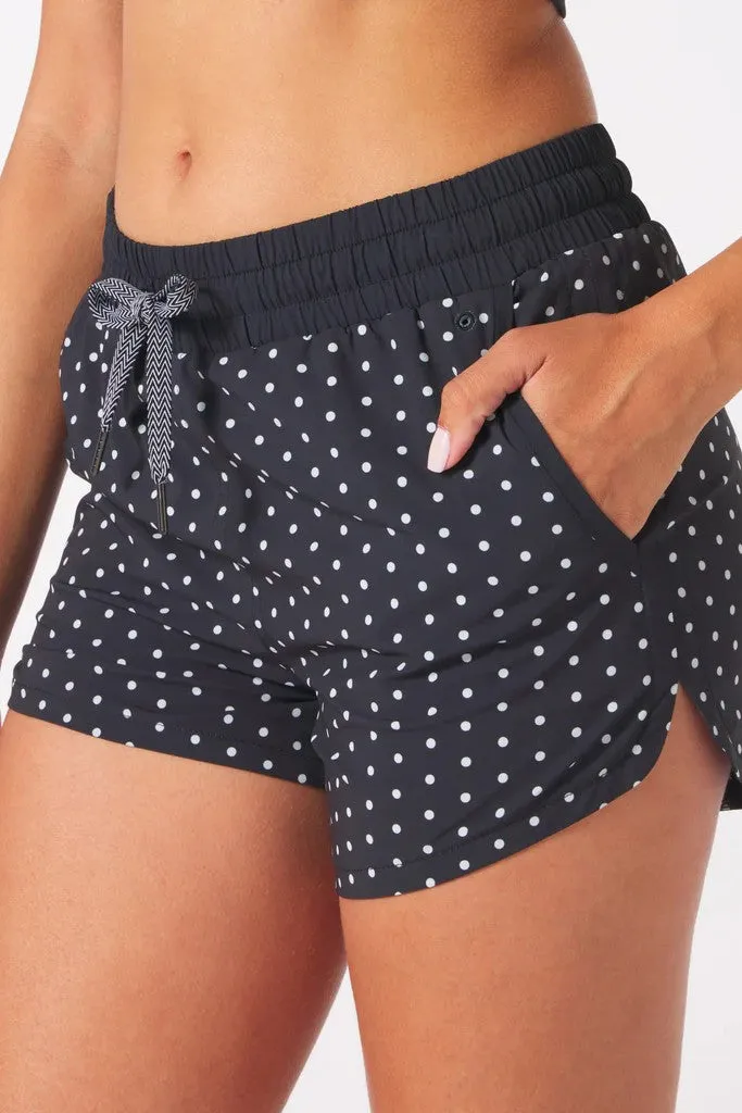 Unstoppable Shorts - Black White Polka Dots