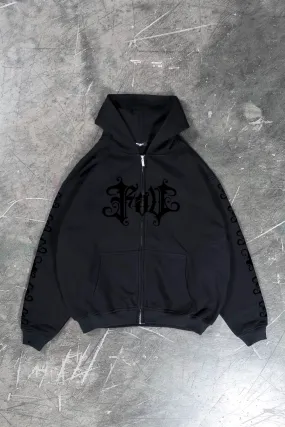 VELOUR BLACK FRONTZIP