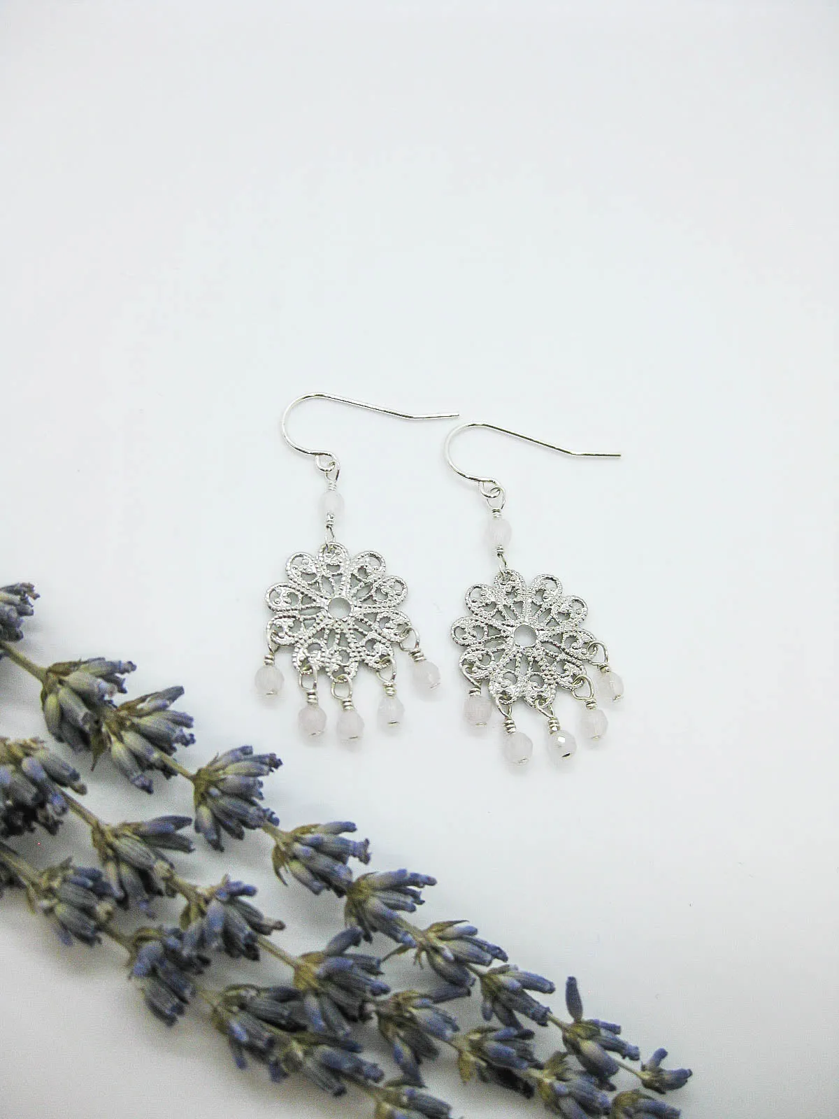 Willow: Rose Quartz Earrings - e545