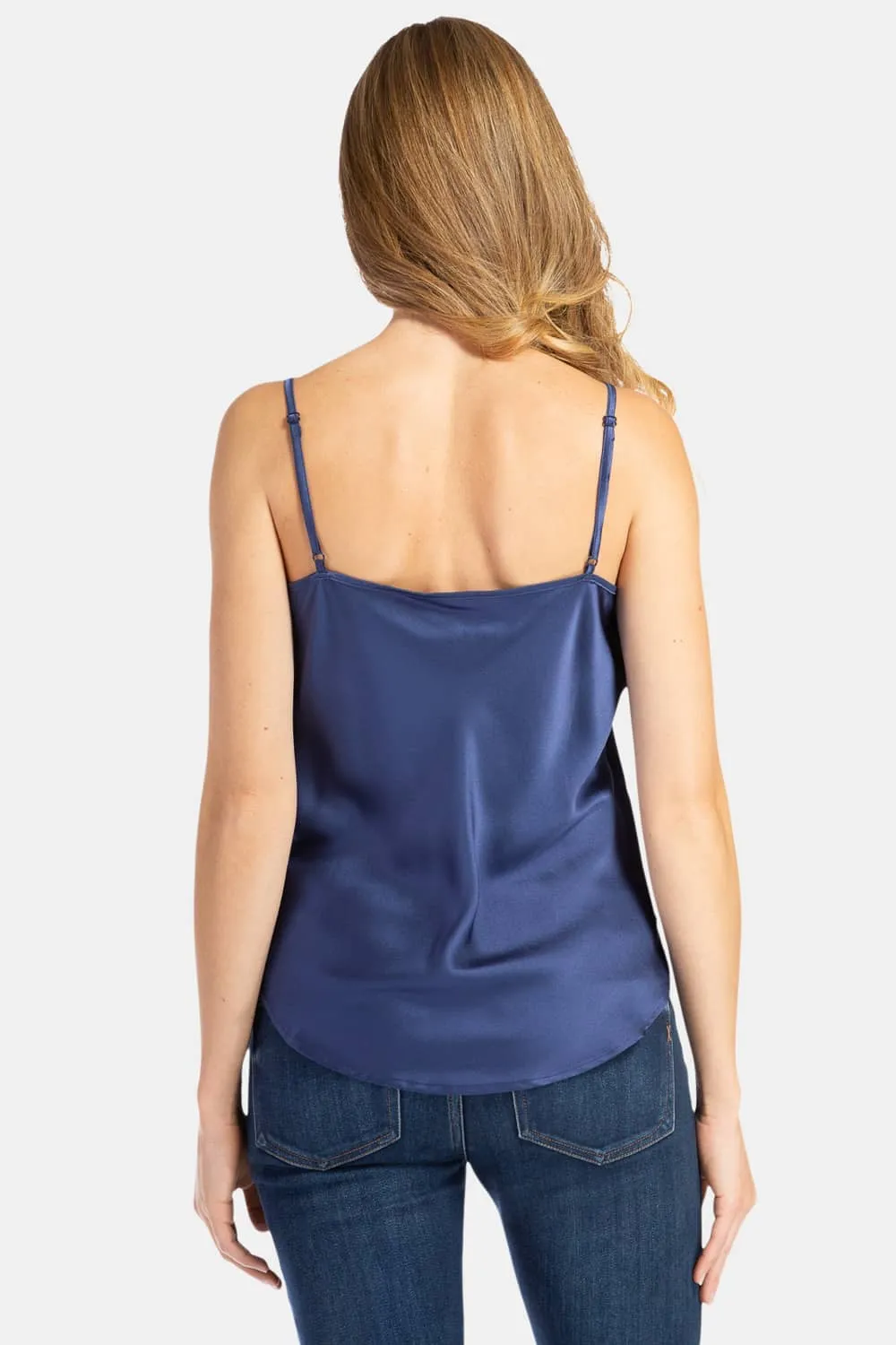 Women's 100% Pure Mulberry Silk Camisole Tank Top with Adjustable Spaghetti Straps - IMPROVED FIT