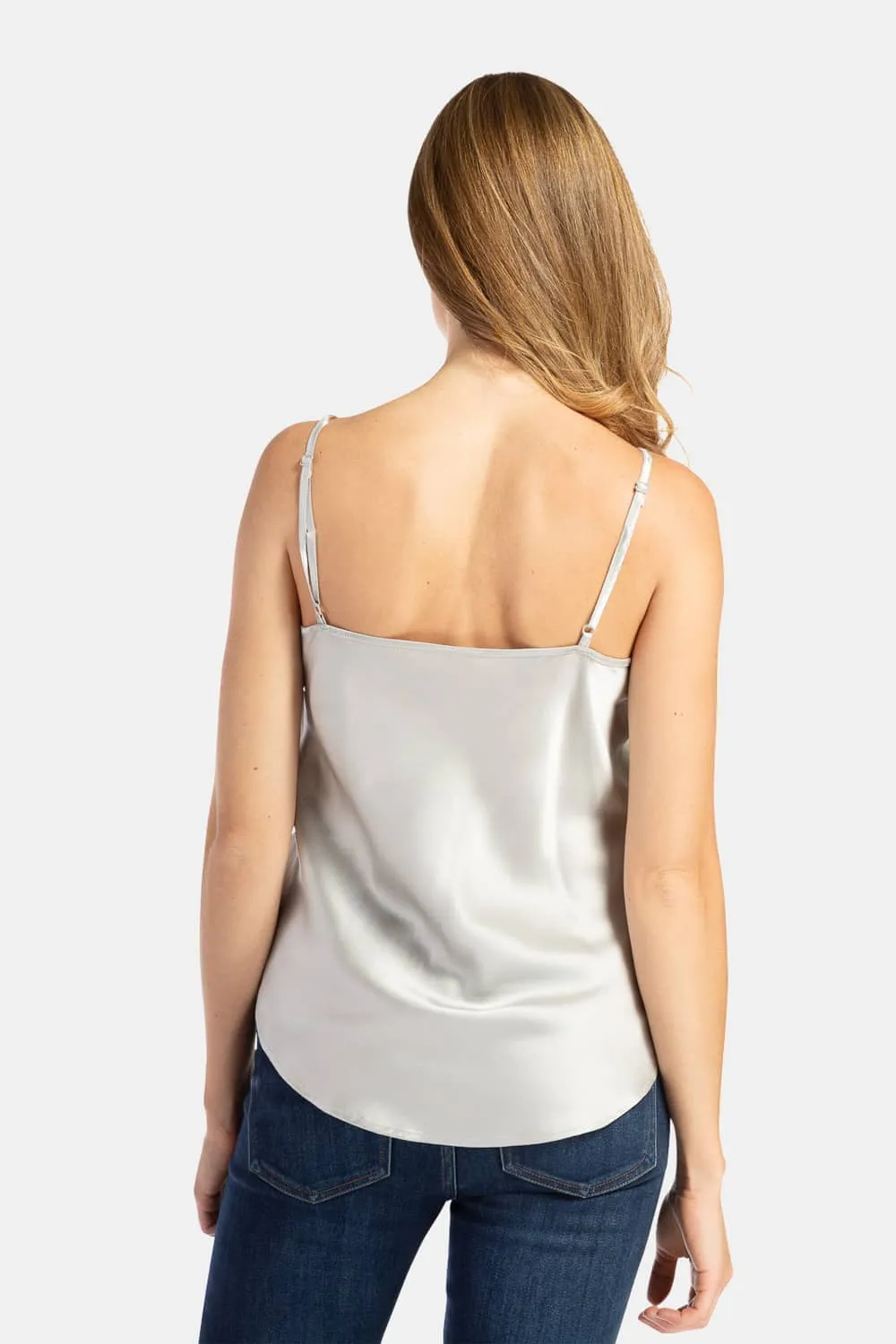 Women's 100% Pure Mulberry Silk Camisole Tank Top with Adjustable Spaghetti Straps - IMPROVED FIT