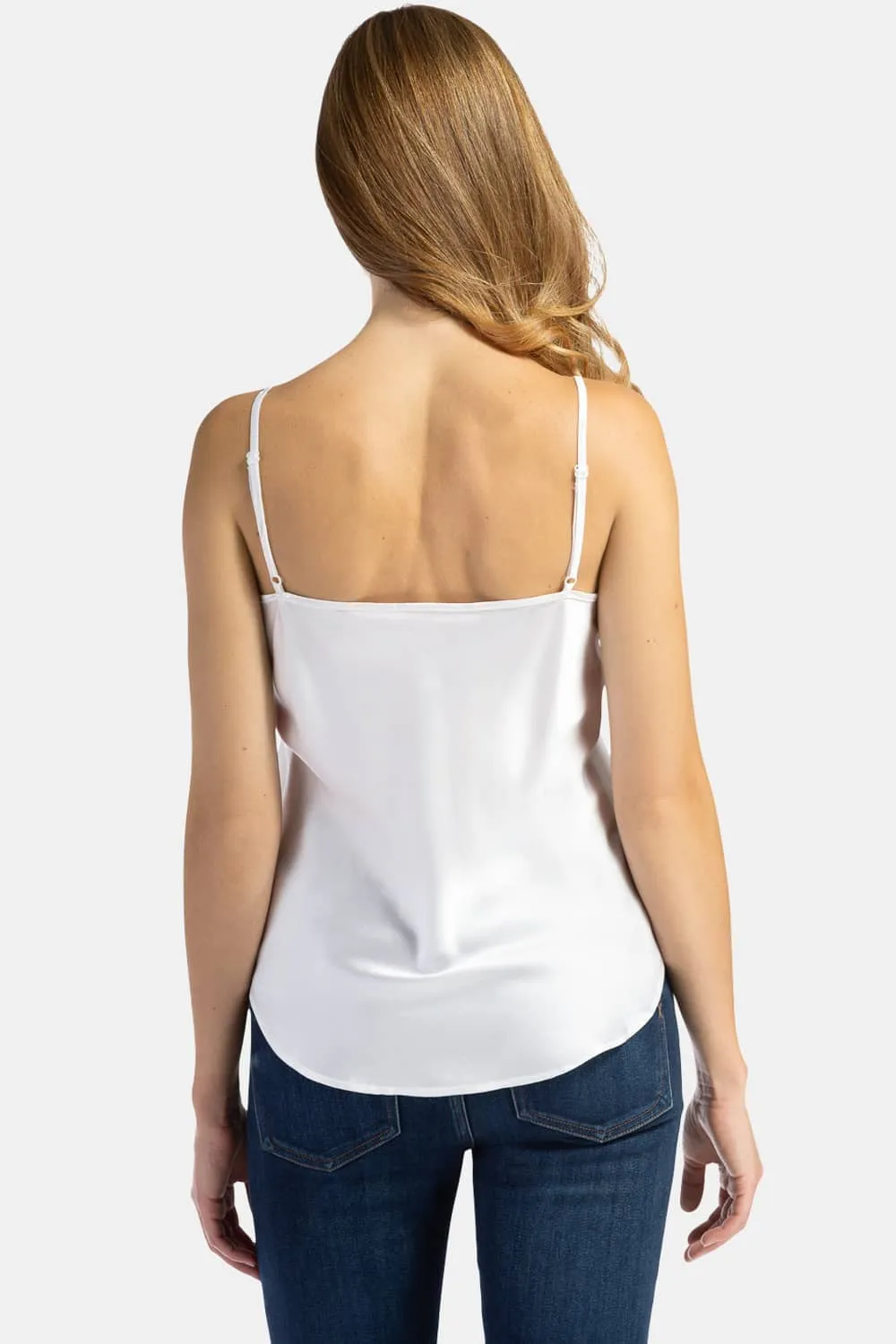 Women's 100% Pure Mulberry Silk Camisole Tank Top with Adjustable Spaghetti Straps - IMPROVED FIT