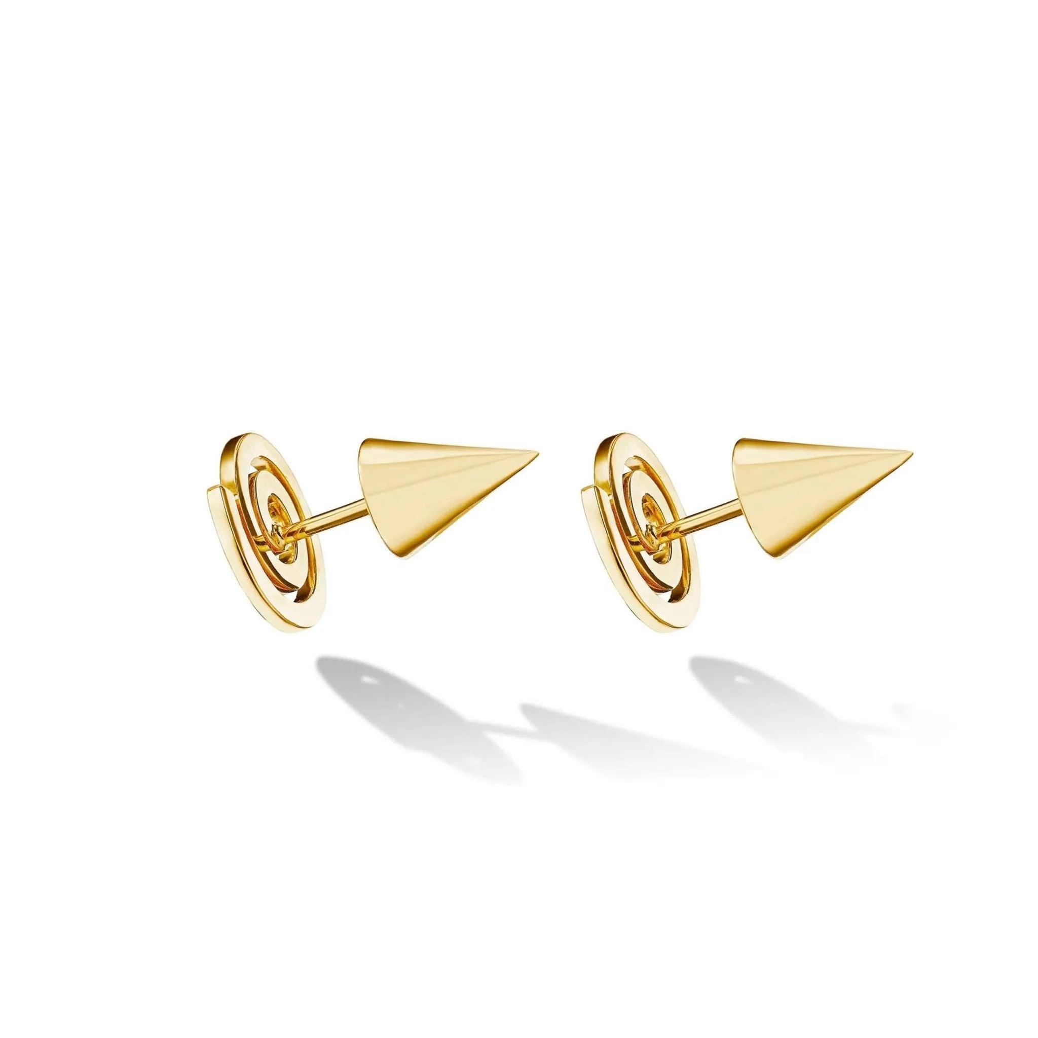 Yellow Gold Essence Stud Earrings with Cone