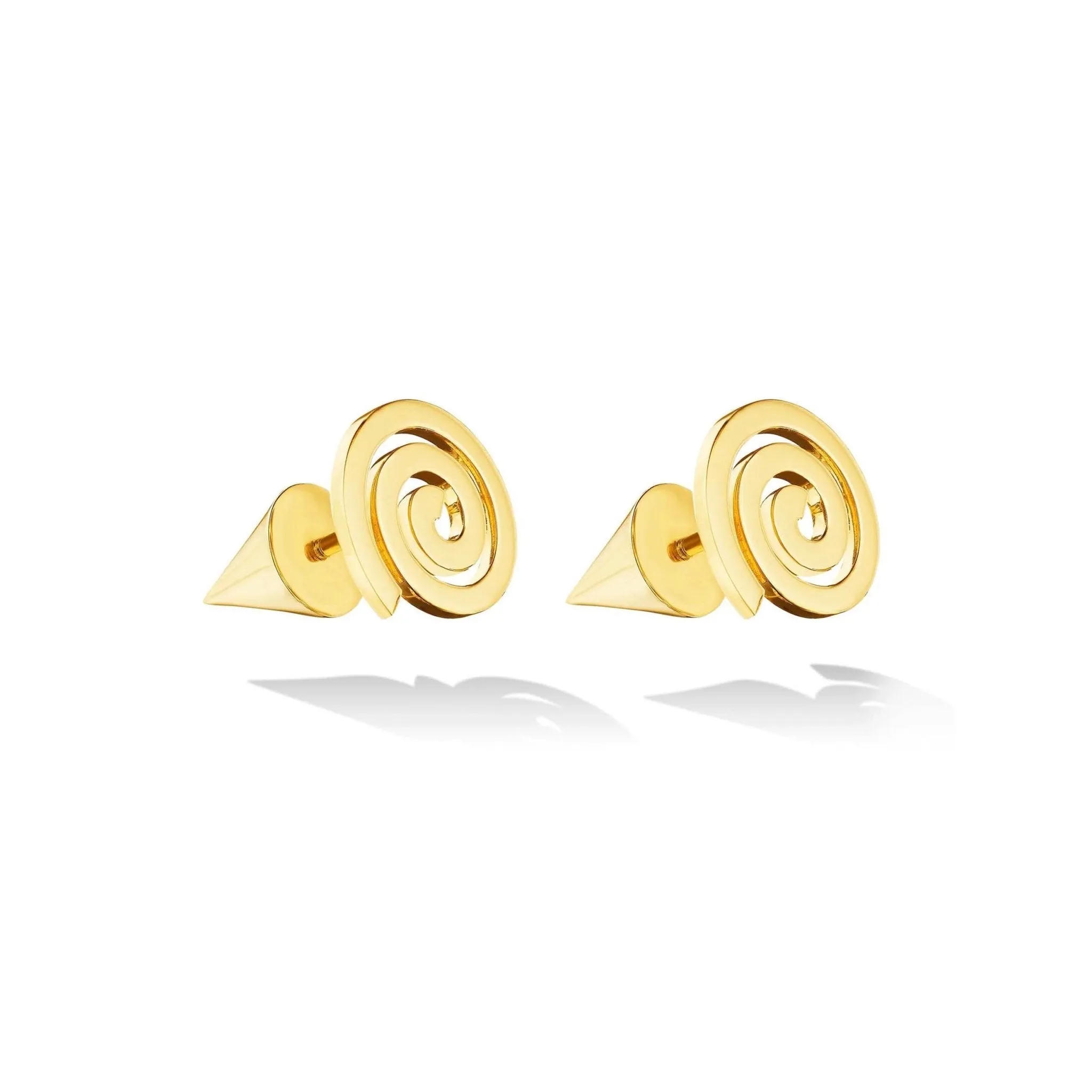 Yellow Gold Essence Stud Earrings with Cone